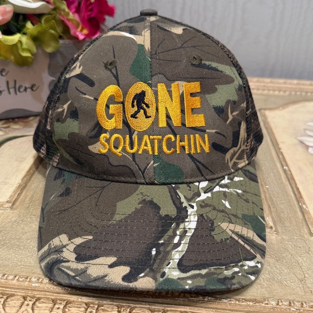 Gone Squatchin Sasquatch Adjustable Camo Cap Hat One Size Unisex